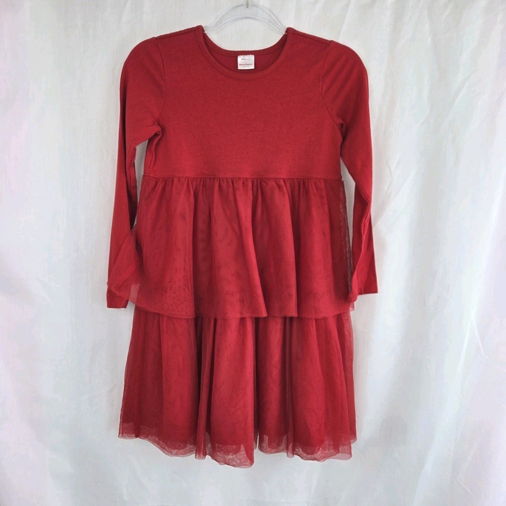 Hanna Andersson Girls Red Tulle Ruffle Dress Size 10 140 Cm Cotton Bodice Lined